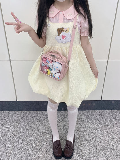 Sky Blue/Pink/Purple/White/Apricot PU Square Crossbody Ita Bag