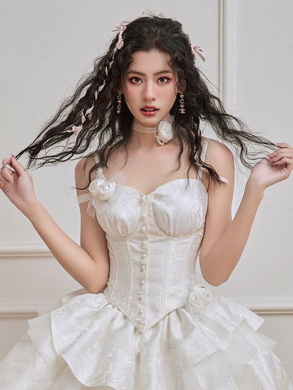 White Rosette Choker