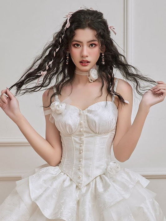 White Rosette Choker