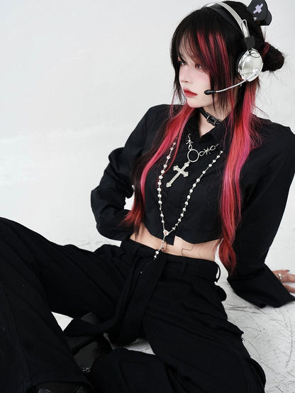 Black Low Waist Cargo Pants