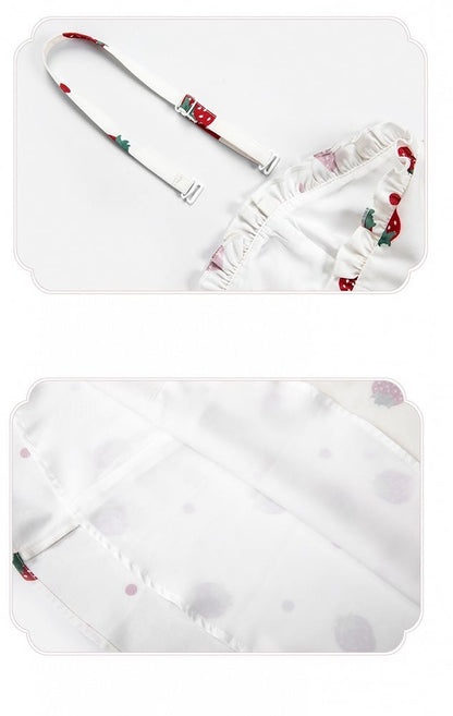 Summer Strawberry and Polka Dots Print Sun Dress White Sweet Lolita JSK