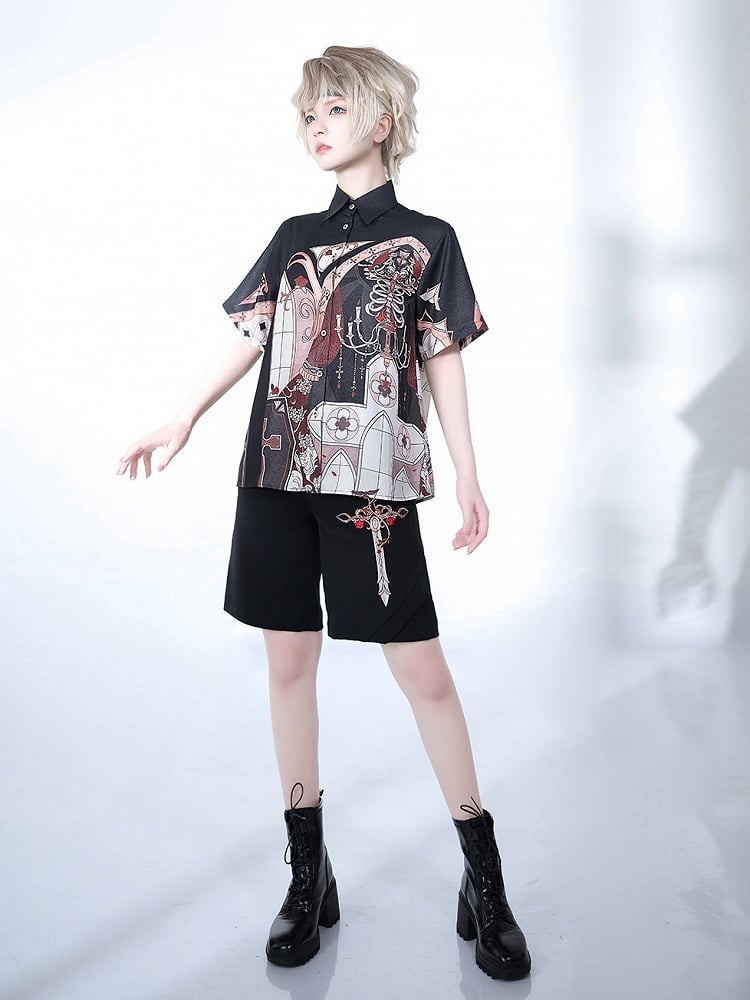 Night Command Chandelier Print Blouse