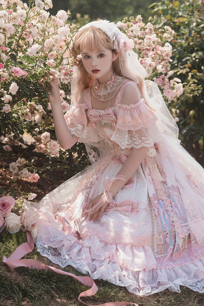 In Stock Pink Song in the Moonlight Hanayome Lolita Dress Full Set