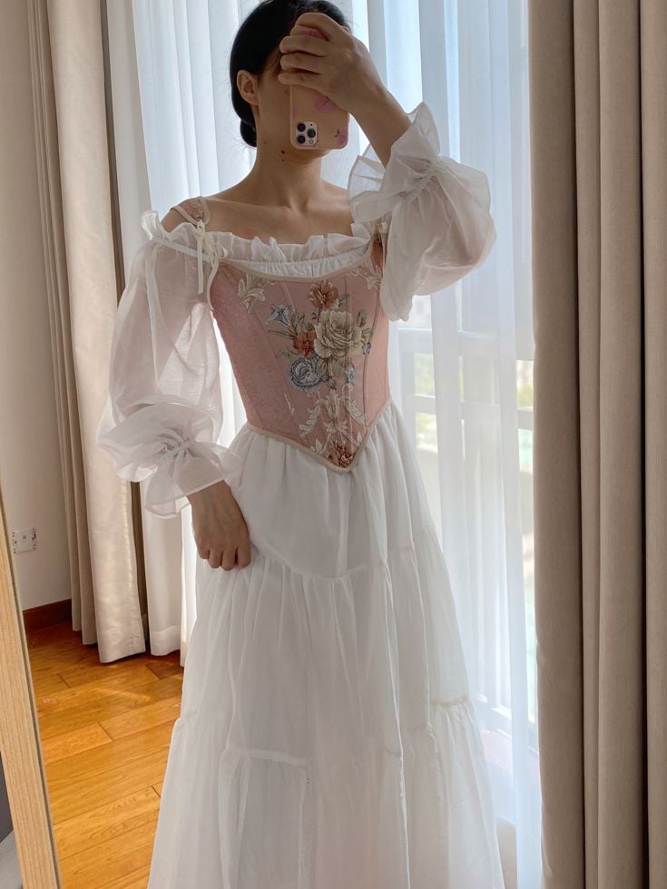 Pink Scoop Neckline Corset with Floral Pattern