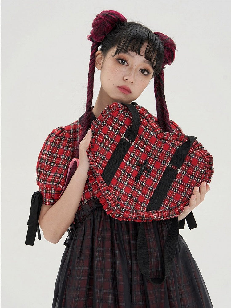 Pink/Red Sweetheart-shaped Ruffle Trim Shoulder Bag