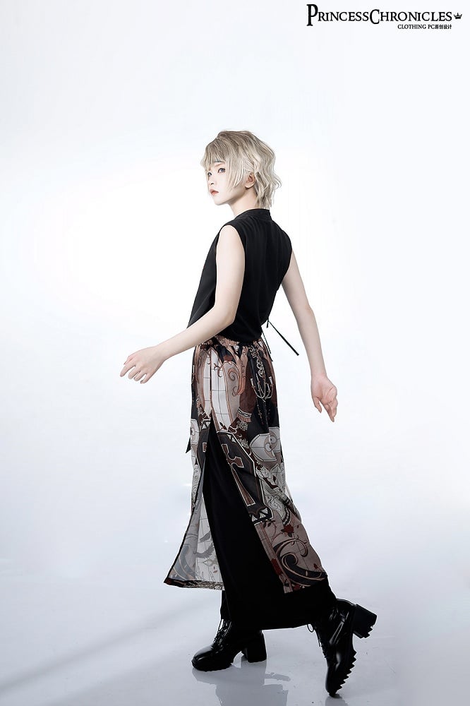 Night Command Cross Print Wide-leg Cut Pants