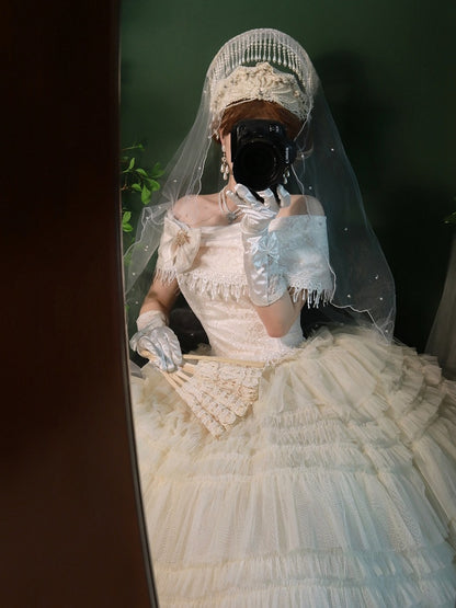 True Love Apricot Off-the-shoulder Neckline Top Asymmetrical Tassels Hemline