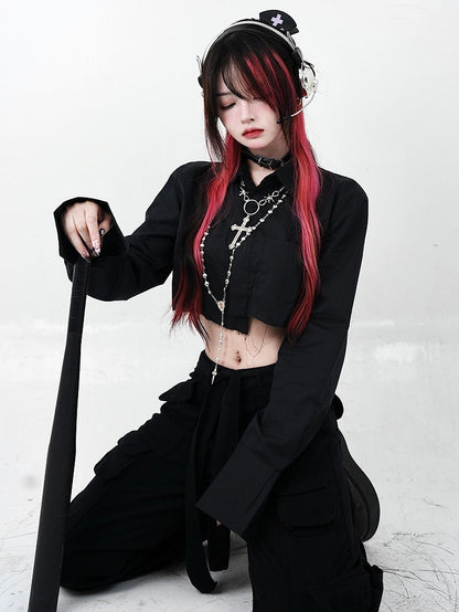 Black Low Waist Cargo Pants