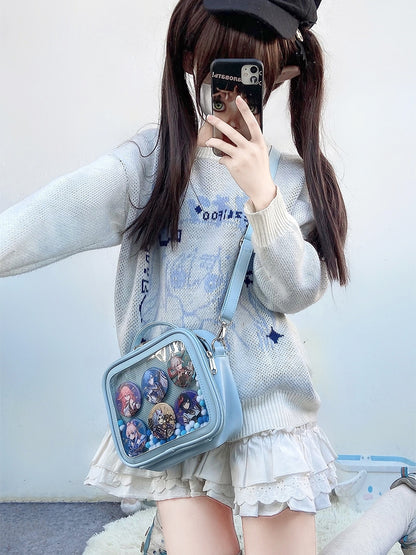 Sky Blue/Pink/Purple/White/Apricot PU Square Crossbody Ita Bag