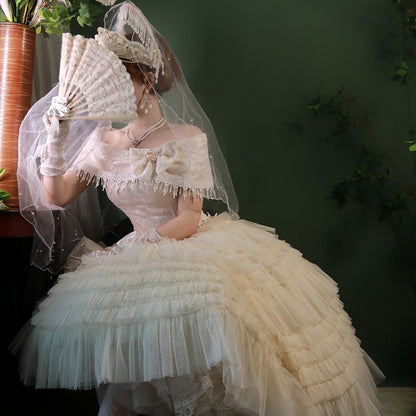 True Love Apricot Off-the-shoulder Neckline Top Asymmetrical Tassels Hemline