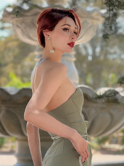 Green Bustier Corset Top with Underwire Cups