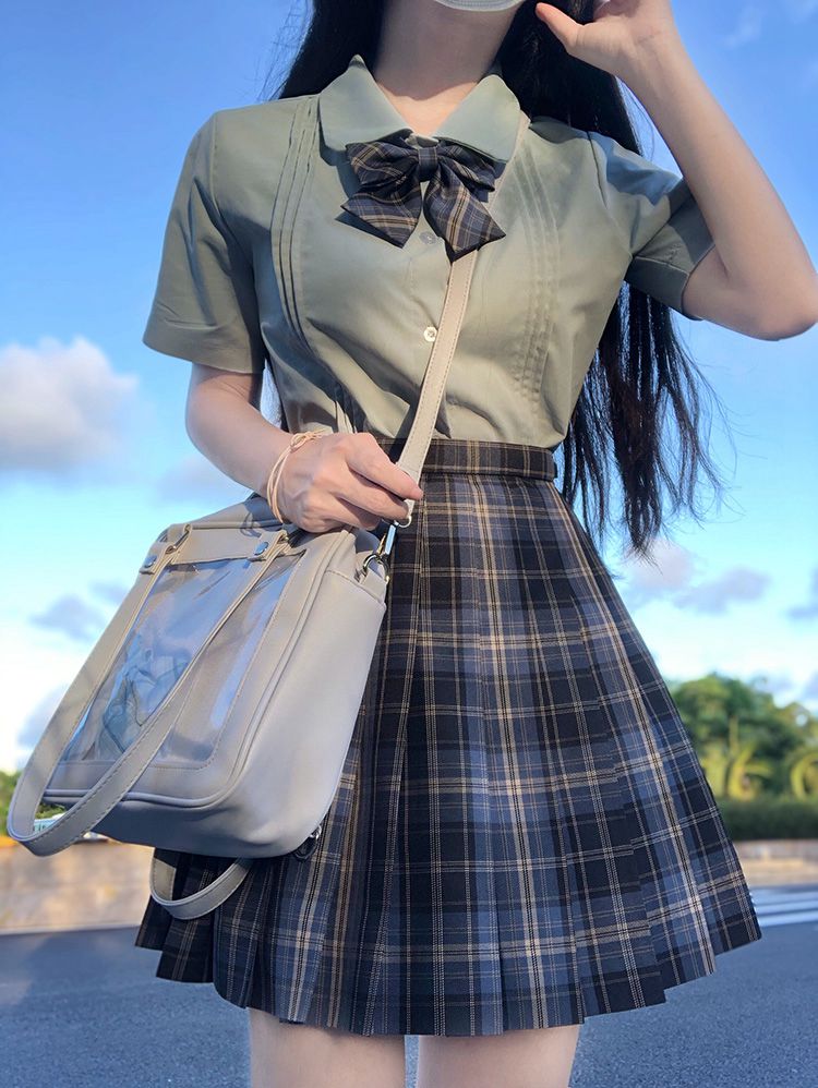 Black/White/Light Blue Square PU Tote Ita Bag