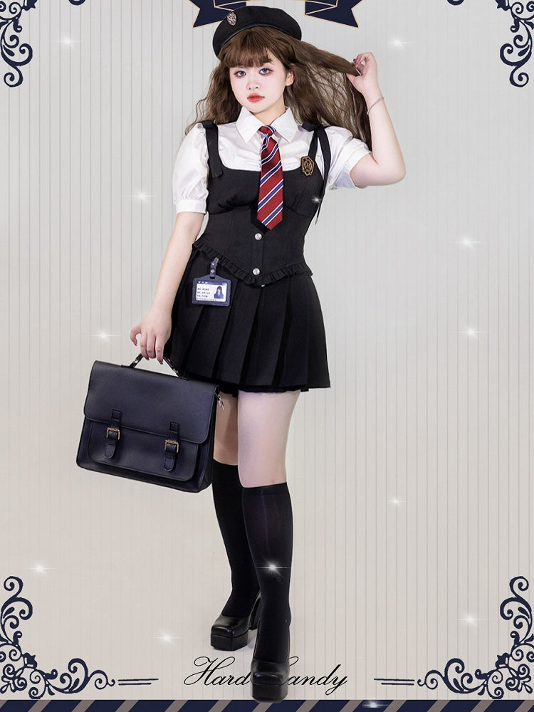 Plus Size Friendly Black Boned Waistcoat with Badge