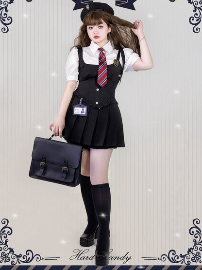 Plus Size Friendly White Short Puff Sleeves Shirt with Tie