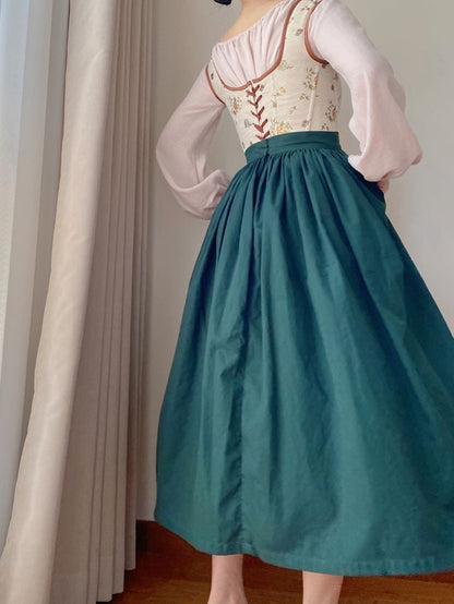 Beige Scoop Neckline Corset with Floral Pattern