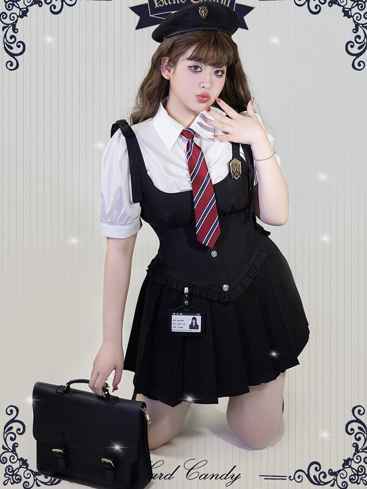 Plus Size Friendly White Short Puff Sleeves Shirt with Tie