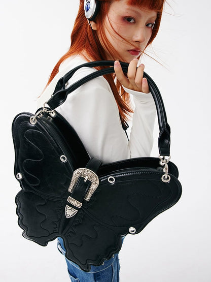Black Butterfly PU Crossbody/Backpack Large Version
