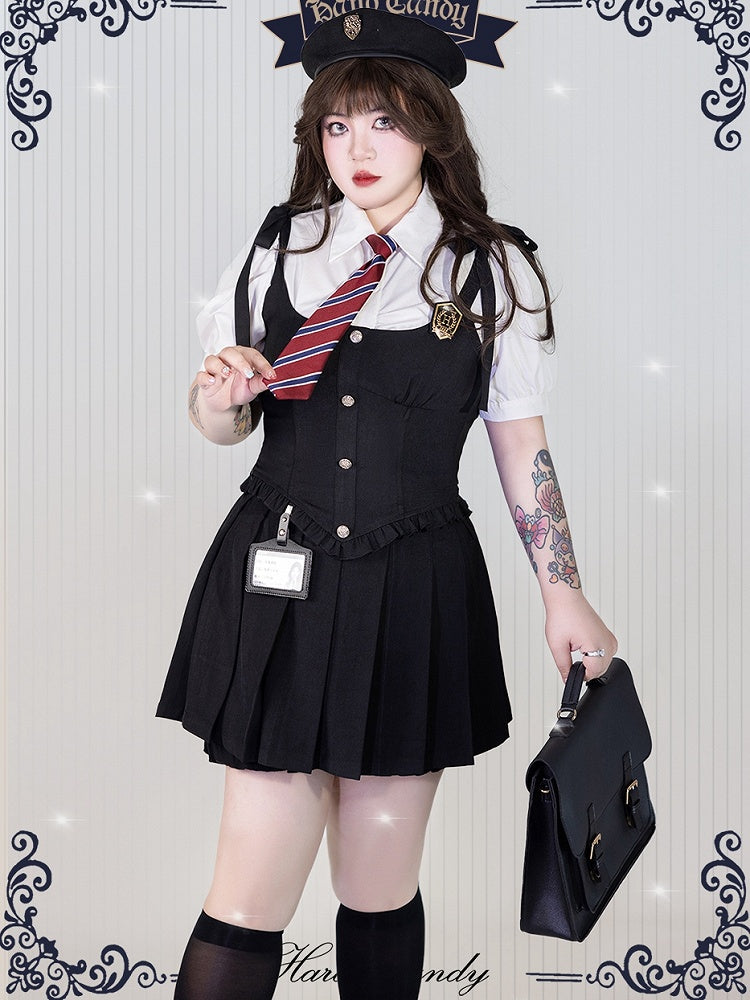 Plus Size Friendly White Short Puff Sleeves Shirt with Tie