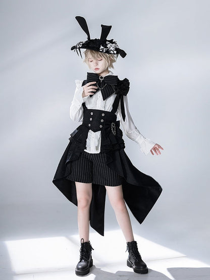 Bunny Theater Jacquard Black Train Corset with Bowknot Straps