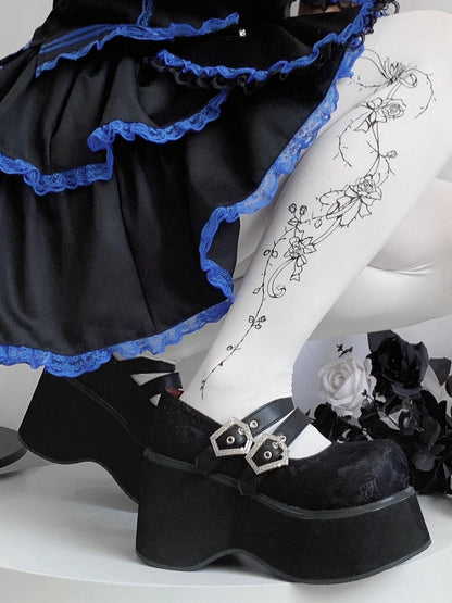 Double Buckle Straps Lace Black Punk Mary Janes
