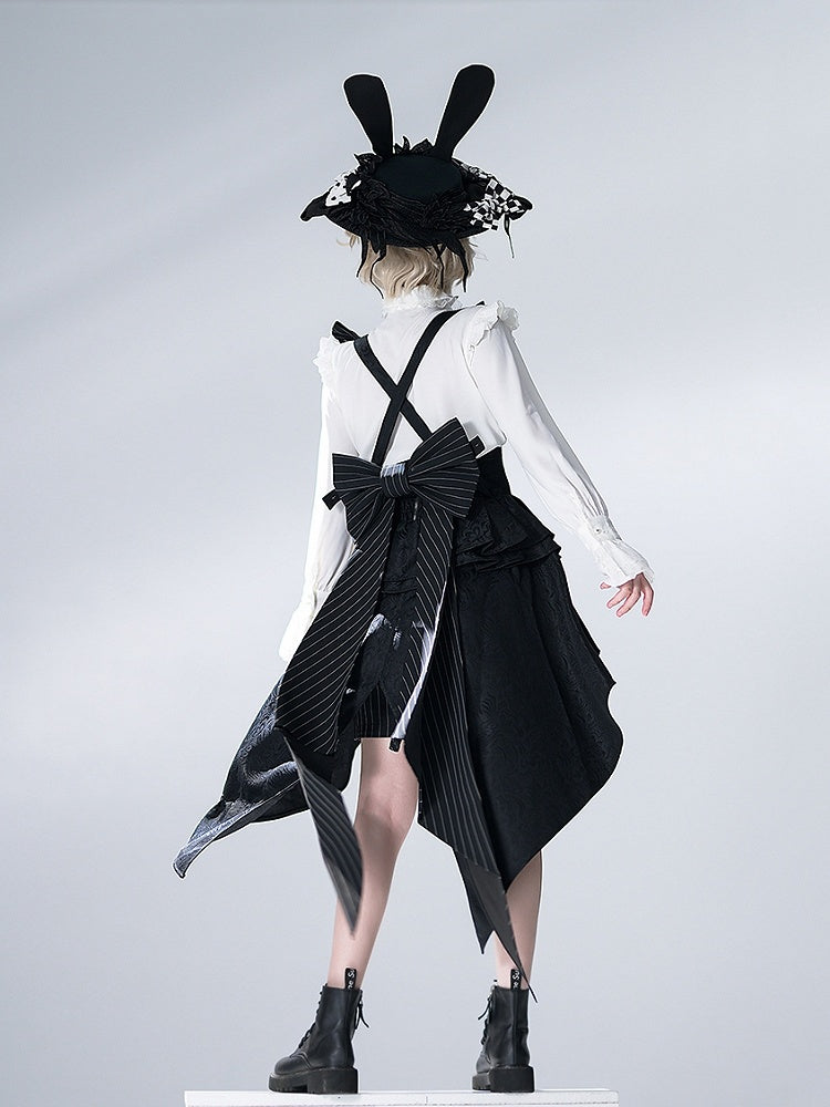 Bunny Theater White Ouji Fashion Long Sleeves Ruffle High Collar Shirt