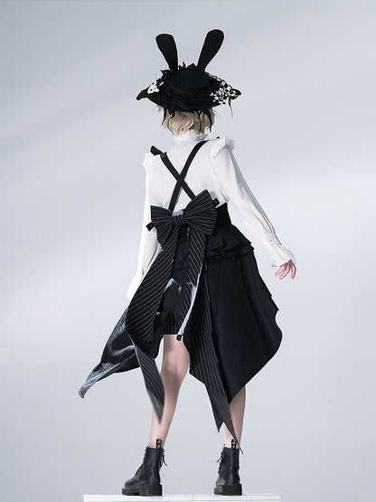 Bunny Theater White Ouji Fashion Long Sleeves Ruffle High Collar Shirt