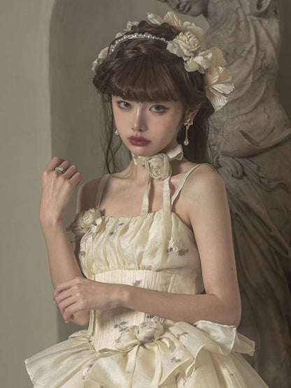 Light Yellow Rosette Choker