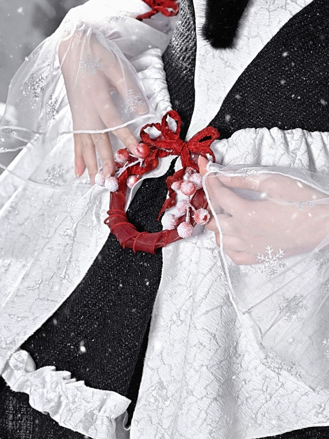 Gothic Christmas Plush Sweetheart Neckline Bouffant Dress/Full Set