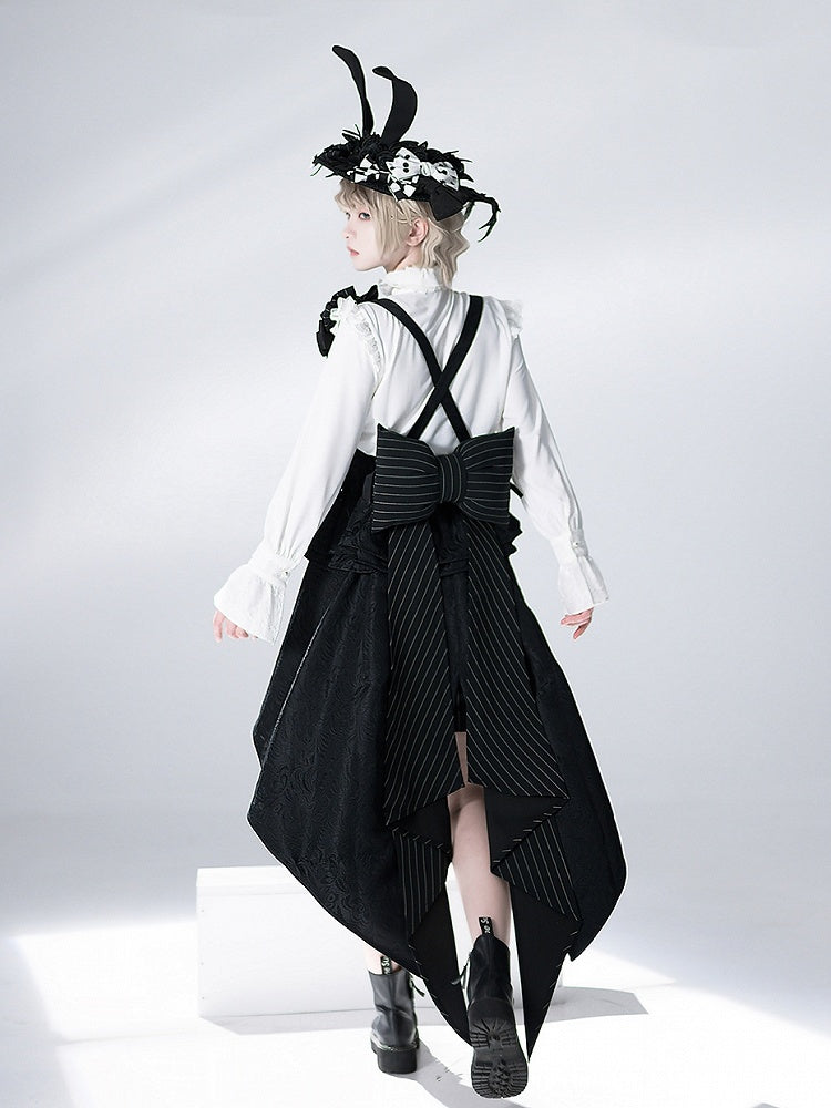 Bunny Theater White Ouji Fashion Long Sleeves Ruffle High Collar Shirt