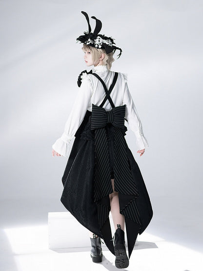 Bunny Theater White Ouji Fashion Long Sleeves Ruffle High Collar Shirt