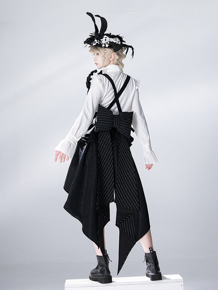 Bunny Theater Jacquard Black Train Corset with Bowknot Straps