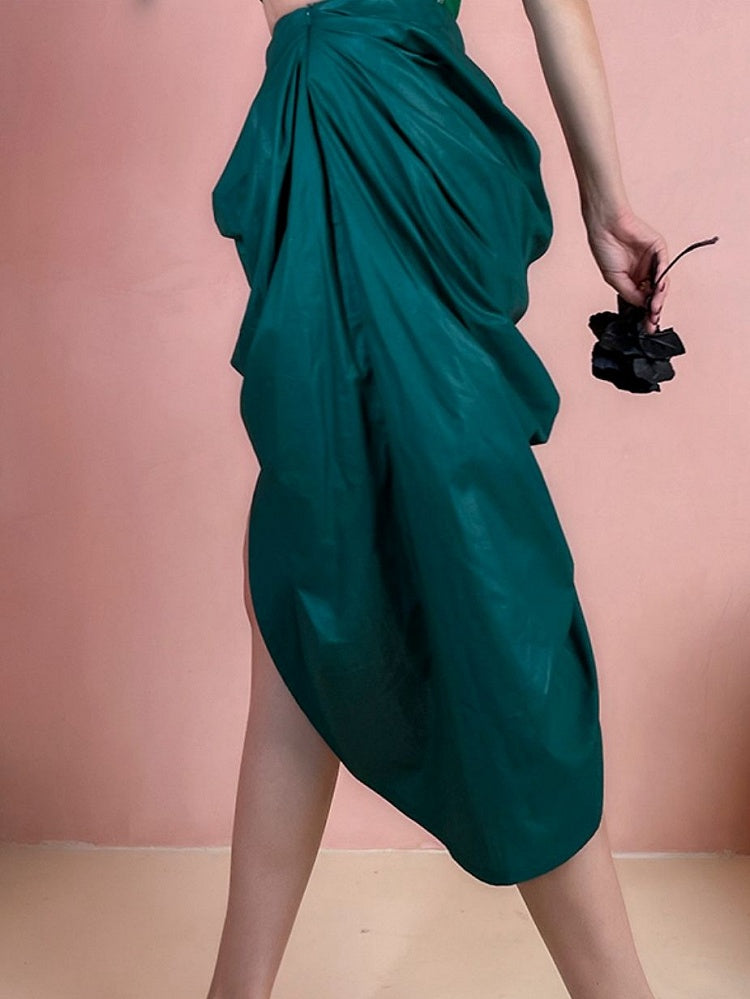 Emerald Side Thigh-high Slit Skirt