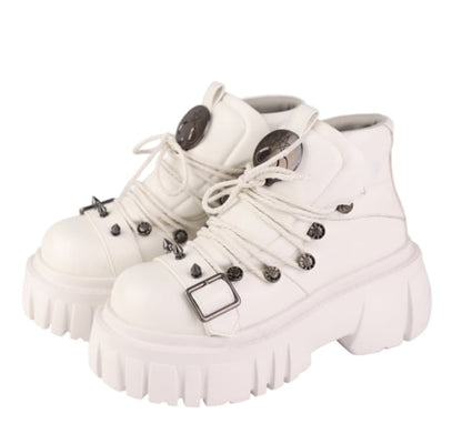 Skull Star Studs Decorated White PU Punk Lolita Platforms
