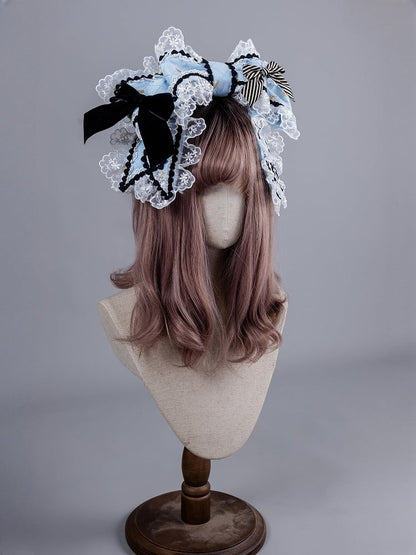 Alice in Wonderland Vibes Blue Boned Corset Top + Tiered Skirt Gorgeous Hime Lolita Full Set