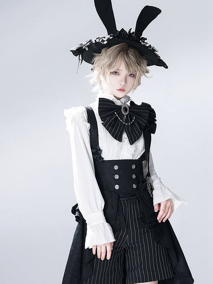 Bunny Theater White Ouji Fashion Long Sleeves Ruffle High Collar Shirt