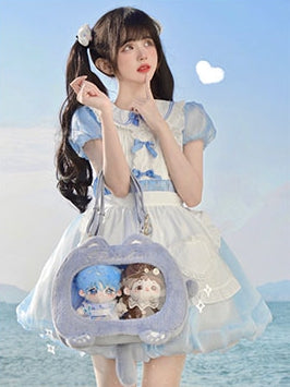 Blue/Black Cat Shape Plush Ita Bag