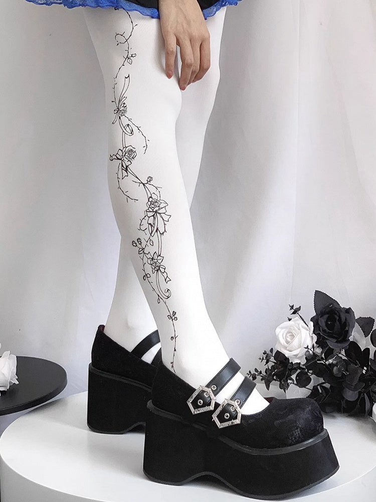 Double Buckle Straps Lace Black Punk Mary Janes