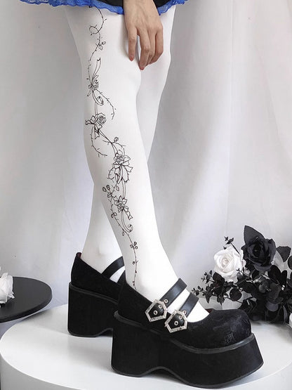 Double Buckle Straps Lace Black Punk Mary Janes