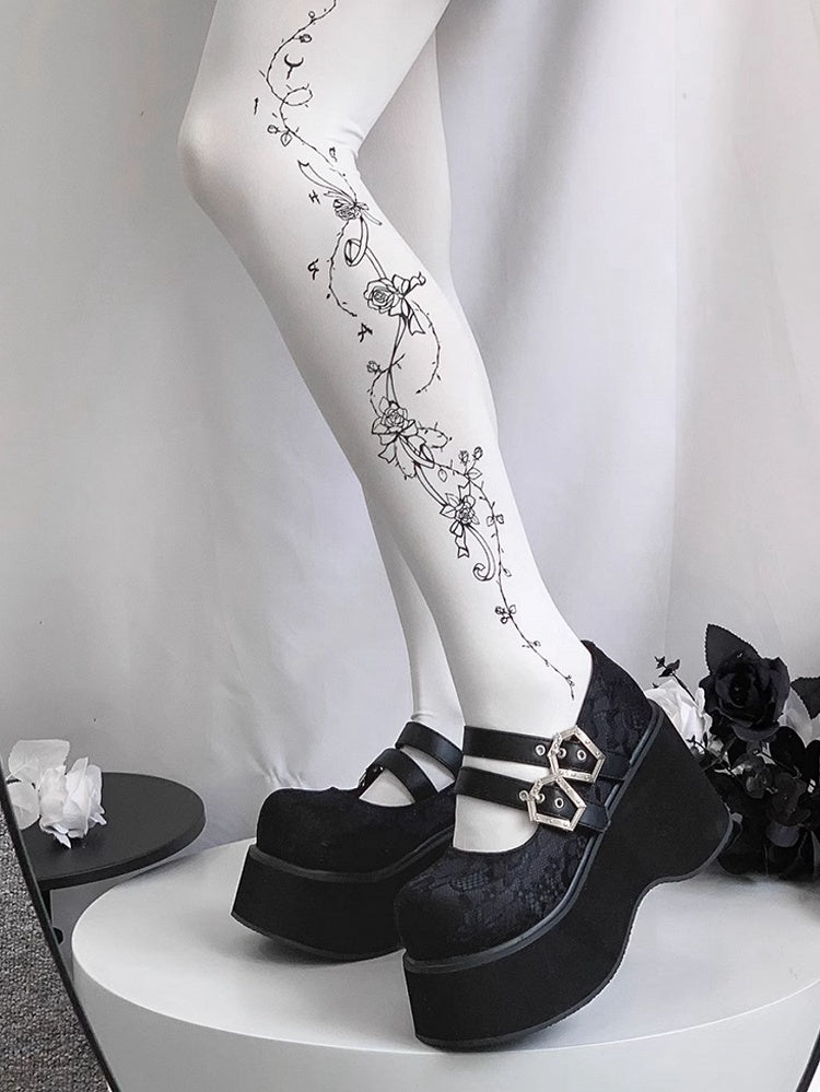 Double Buckle Straps Lace Black Punk Mary Janes