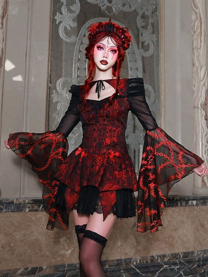 Romantic Goth Puffy Jacquard Skirt