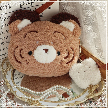 Tiger and Teeth Plush Tiger Head-Shaped Crossbody