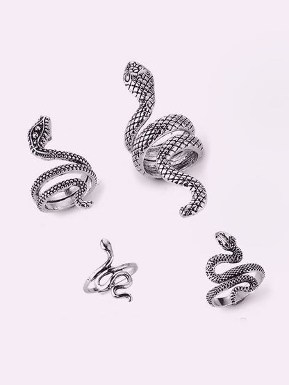Silver Snake Ring Set