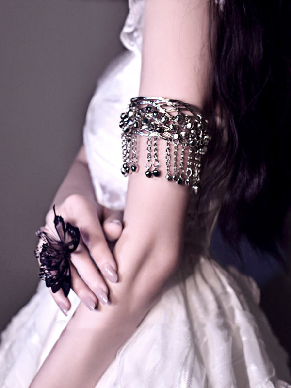 Gothic Punk Silver Metal Bell Armlet