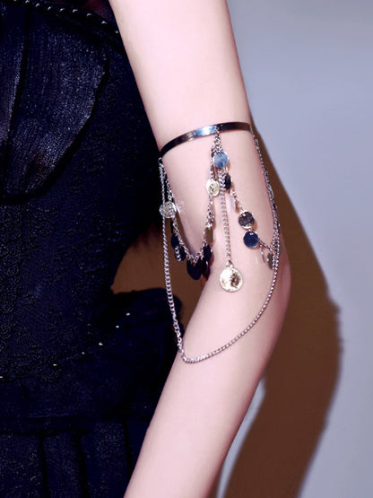Cyberpunk Metal Sequin Chain Armlet Silver/Gold