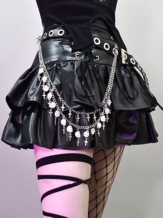 Skull Cross Decorative Silver Waist Chain