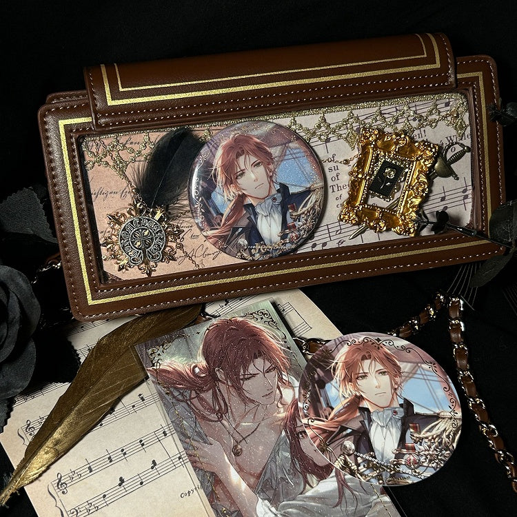 Rose Design Brown Envelope Shaped Crossbody Ita Bag