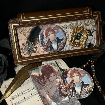 Rose Design Brown Envelope Shaped Crossbody Ita Bag
