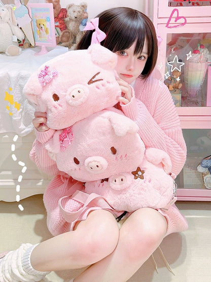 Pink Cute Pig-shaped Plush Crossbody