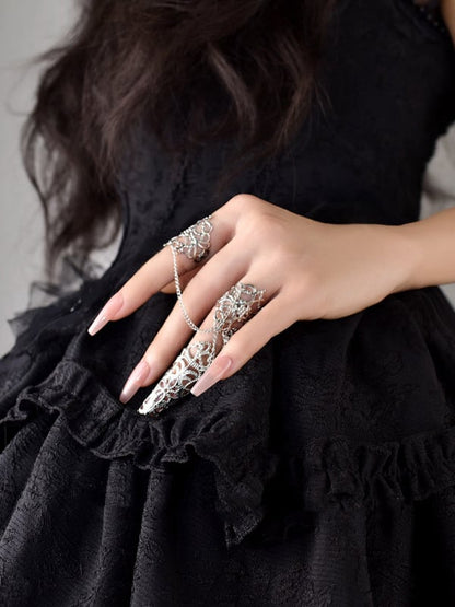 Gothic Punk Black/Silver/Gold Chain Ring