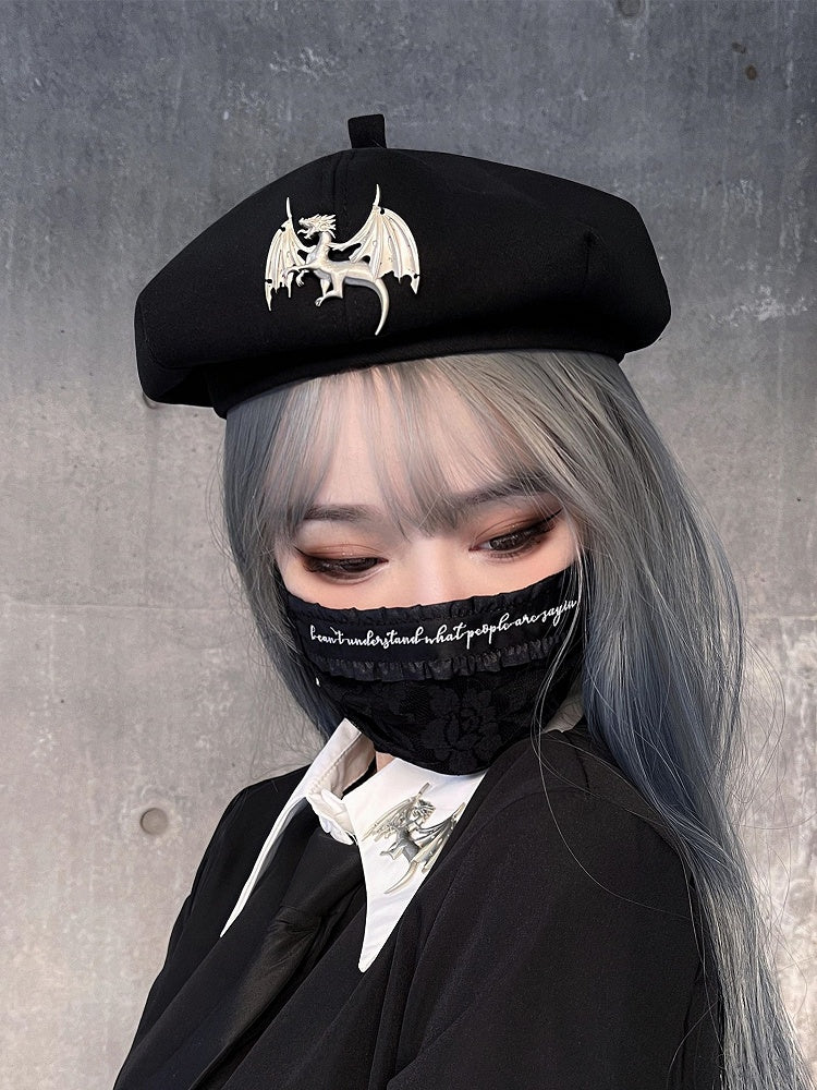 Metal Dragon Decorated Black Beret